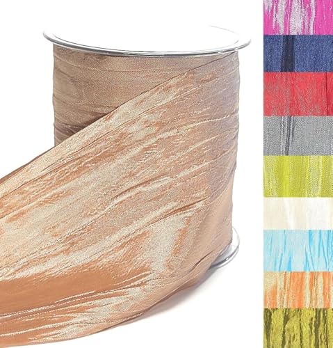 s.dekoda Tischband Crash 15m x 100mm Sandbraun Hellbraun Crashband glänzend Dekoband Crashstoff Knitterband [D2234-425] von s.dekoda