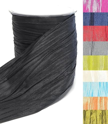 s.dekoda Tischband Crash 15m x 100mm Schwarz Crashband glänzend Dekoband Crashstoff Knitterband [D2234-900] von s.dekoda