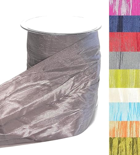 s.dekoda Tischband Crash 15m x 100mm Taupe Crashband glänzend Dekoband Crashstoff Knitterband [D2234-410] von s.dekoda