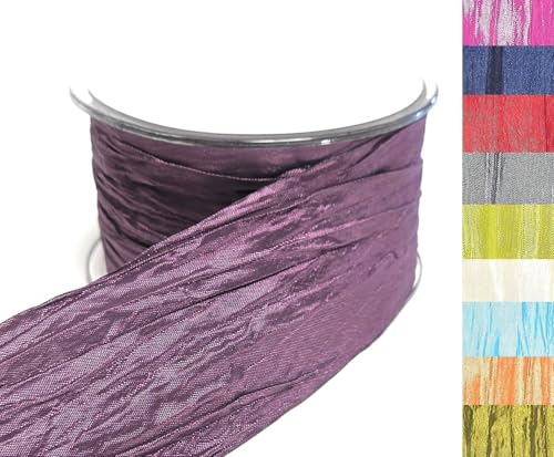 s.dekoda Tischband Crash 20m x 50mm Aubergine Crashband glänzend Dekoband Crashstoff Knitterband [D2234-600] von s.dekoda