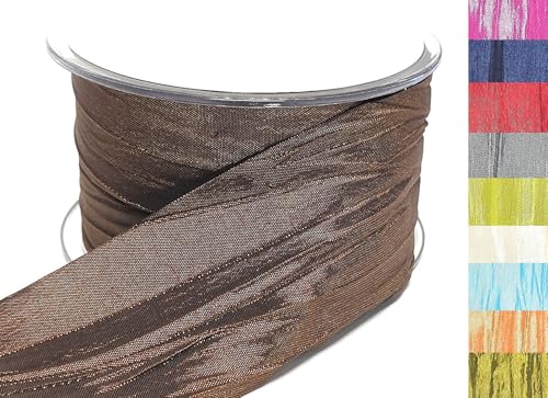 s.dekoda Tischband Crash 20m x 50mm Braun Crashband glänzend Dekoband Crashstoff Knitterband [D2234-430] von s.dekoda