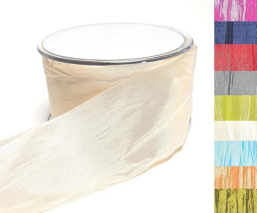 s.dekoda Tischband Crash 20m x 50mm Creme Beige Crashband glänzend Dekoband Crashstoff Knitterband [D2234-420] von s.dekoda