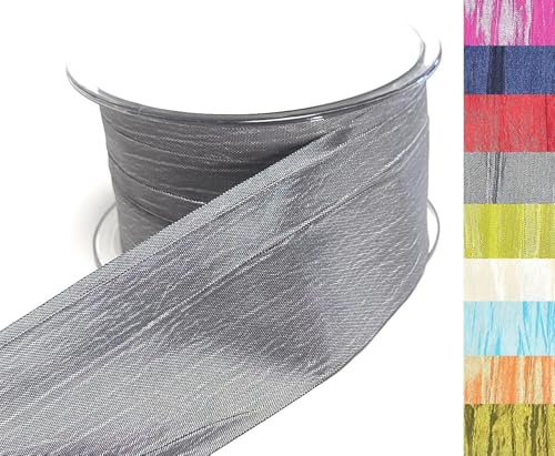 s.dekoda Tischband Crash 20m x 50mm Dunkelgrau Anthrazit Crashband glänzend Dekoband Crashstoff Knitterband [D2234-750] von s.dekoda