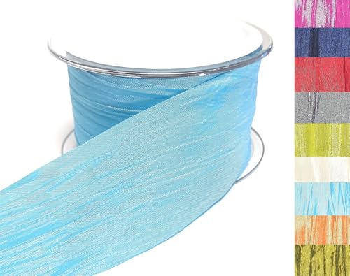 s.dekoda Tischband Crash 20m x 50mm Eisblau Türkis Crashband glänzend Dekoband Crashstoff Knitterband [D2234-150] von s.dekoda