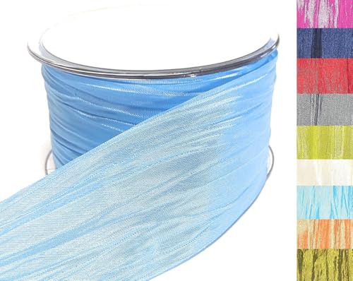s.dekoda Tischband Crash 20m x 50mm Hellblau Crashband glänzend Dekoband Crashstoff Knitterband [D2234-110] von s.dekoda