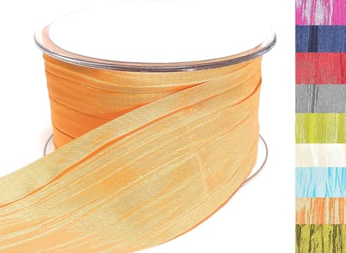 s.dekoda Tischband Crash 20m x 50mm Mandarine Gelborange Crashband glänzend Dekoband Crashstoff Knitterband [D2234-270] von s.dekoda