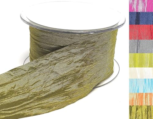 s.dekoda Tischband Crash 20m x 50mm Olivgrün Grün Crashband glänzend Dekoband Crashstoff Knitterband [D2234-500] von s.dekoda