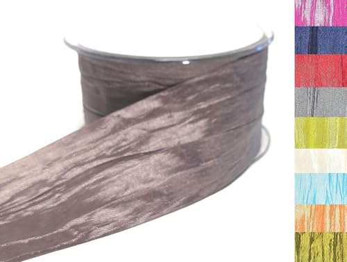 s.dekoda Tischband Crash 20m x 50mm Taupe Crashband glänzend Dekoband Crashstoff Knitterband [D2234-410] von s.dekoda