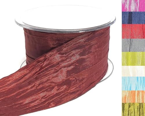 s.dekoda Tischband Crash 20m x 50mm Weinrot Bordeaux Crashband glänzend Dekoband Crashstoff Knitterband [D2234-360] von s.dekoda