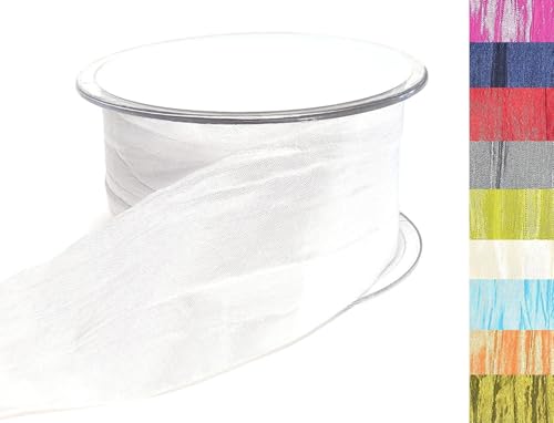 s.dekoda Tischband Crash 20m x 50mm Weiß Crashband glänzend Dekoband Crashstoff Knitterband [D2234-700] von s.dekoda