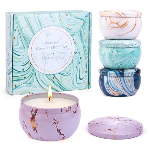 Duftkerze Geschenkset, 4 Stück Blumenduft Kerzen mit Sojawachs in Dosen zum Stressabbau, Kleine Duftkerzen Set Kerzen Deko, Natürliches Kerzendocht Duftkerze Damen Weihnachten Duftk Geschenke 120 Std. Duftkerze Geschenkset, 4 Stück Blumenduft Kerzen mit Sojawachs in Dosen zum Stressabbau, Kleine Duftkerzen Set Kerzen Deko, Natürliches Kerzendocht Duftkerze Damen Weihnachten Duftk Geschenke 120 Std. von sacemontic