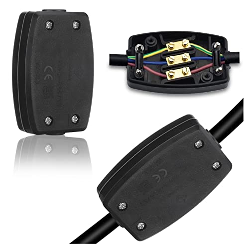 Elektrische Kabelabzweigdose mit 3 Klemmen, 13 A, 250 V, Flexstecker, 3-adrig, Kabelverbinder, schwarze Kabelverbinder für Innenbeleuchtung, Strom, Kabel, Schwarz, 2 Stück Elektrische Kabelabzweigdose mit 3 Klemmen, 13 A, 250 V, Flexstecker, 3-adrig, Kabelverbinder, schwarze Kabelverbinder für Innenbeleuchtung, Strom, Kabel, Schwarz, 2 Stück von saerryor