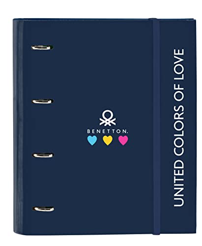 BENETTON Love Ringbuch mit 4 Ringen, 35 cm, mit 100 A4-Blättern, ideal für Kinder verschiedener Altersgruppen, bequem und vielseitig, Qualität und Stärke, 27 x 3,5 x 32 cm, Marineblau BENETTON Love Ringbuch mit 4 Ringen, 35 cm, mit 100 A4-Blättern, ideal für Kinder verschiedener Altersgruppen, bequem und vielseitig, Qualität und Stärke, 27 x 3,5 x 32 cm, Marineblau von safta