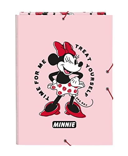 Minnie Mouse Me Time - Folio-Mappe mit 3 Klappen, ideal für Kinder jeden Alters, bequem und vielseitig, Qualität und Strapazierfähigkeit, 26 x 36,5 cm, Hellrosa von safta