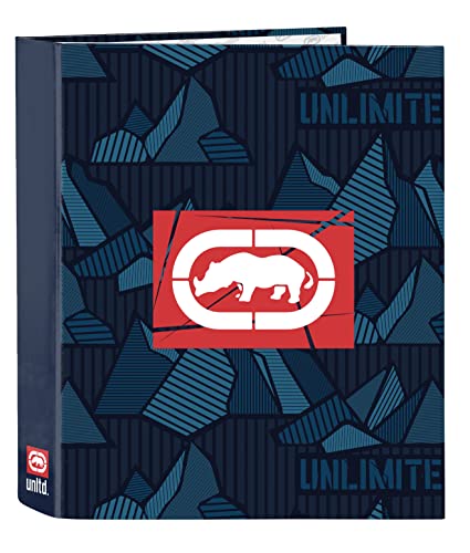 Safta ECKO UNLTD. Peaks Ringbuch mit 4 Ringen, ideal für Kinder verschiedener Altersgruppen, bequem und vielseitig, Qualität und Widerstandsfähigkeit, 27 x 6 x 33 cm, Marineblau von safta