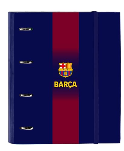 Safta F.C. Barcelona 1. Team 25/26, Ringordner, 4 Ringe, 35 cm, mit 100 A4-Blättern, ideal für Kinder verschiedener Altersgruppen, bequem und vielseitig, Qualität und Widerstandsfähigkeit, 27 x 3,5 x von safta