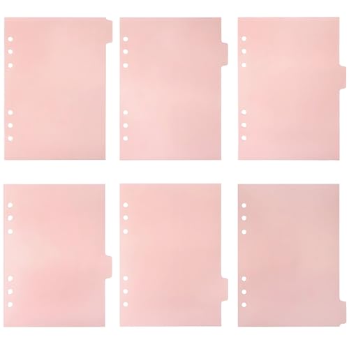 safycaby 6 Stück A5 Ringbuch-Trennblätter A5 6 Ringbuch-Trennblätter Planer Trennblätter für 6-Ringbinder, Kalender, Notizbuch-Seiten (Rosa) von safycaby