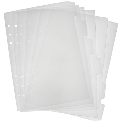 safycaby Ringbuch-Trennblätter, A5, Weiß, 6 Stück, A5, 6 Ringbücher, Planer, Trennblätter für 6-Ringbinder, Kalender, Notizbuch-Seiten von safycaby