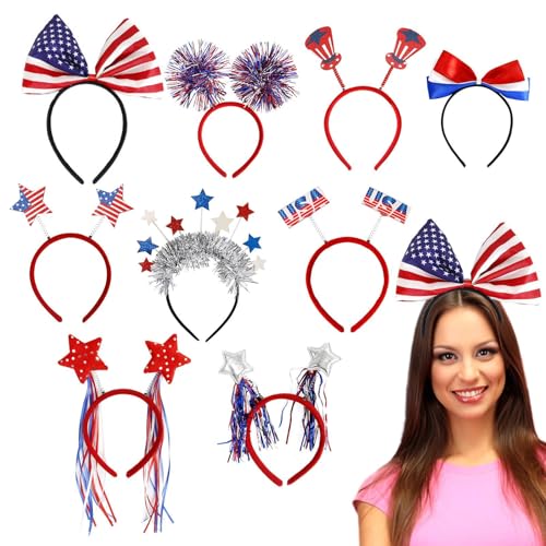 saibunratus Haarreifen für Damen zum 4. Juli, 9 x rot-weiß-blaue, patriotische Haarreifen, Kopfbedeckung, Foto-Requisiten für Erwachsene und Kinder von saibunratus
