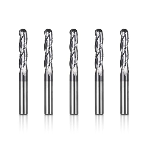 Genmitsu 5-tlg. Kugelkopffräser, CNC-Fräser, 1/4-Zoll-Schaft, CNC-Fräser aus Wolframstahl mit 3-schneidigem Schnitzfräser-Set, 3 Zoll Gesamtlänge, TiAlN-beschichtet, 3BNC05 Genmitsu 5-tlg. Kugelkopffräser, CNC-Fräser, 1/4-Zoll-Schaft, CNC-Fräser aus Wolframstahl mit 3-schneidigem Schnitzfräser-Set, 3 Zoll Gesamtlänge, TiAlN-beschichtet, 3BNC05 von sainsmart