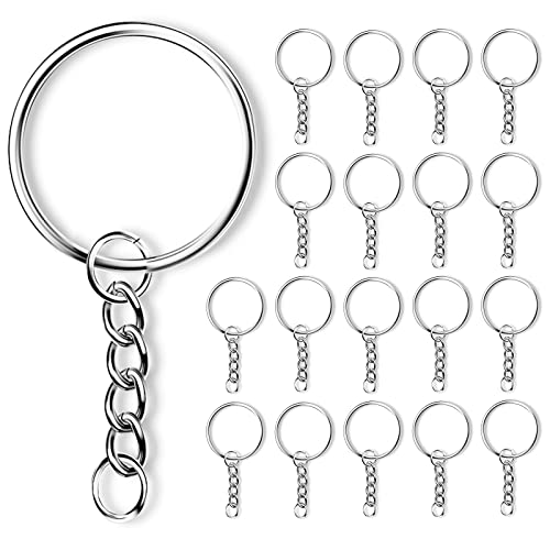 20 Stück 25mm Schlüsselring mit Spaltringe für Schlüssel Handwerk DIY, Schmuckherstellung, Kette schlüsselanhänger schlüsselringe Rostfreies Metall Silber Keyring Chain SprungRing von saizone