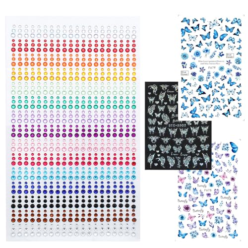 3 Blatt Blumen Schmetterling Nagelaufkleber+1Blatt Glitzersteine Selbstklebend,Frühling Sommer Butterfly Nail,Art Stickers Zubehör DIY für Damen Mädchen Frühling Weihnachten Nagelkunst Dekoration 3 Blatt Blumen Schmetterling Nagelaufkleber+1Blatt Glitzersteine Selbstklebend,Frühling Sommer Butterfly Nail,Art Stickers Zubehör DIY für Damen Mädchen Frühling Weihnachten Nagelkunst Dekoration von saizone