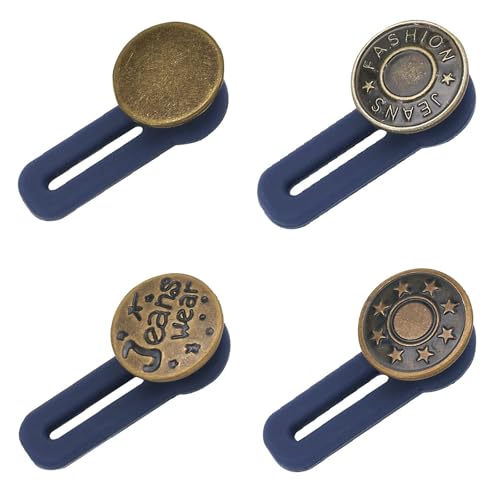 4 Stück Knöpfe für Jeans, Abnehmbar Instant Knöpfe no Sew Instant Knopfe, Buttons Pins Jeans, Hosenknöpfe zum Stecken, Jeans Instant Buttons mit Elastische Hosenbunderweiterung Hosenknopf(Bronze) von saizone