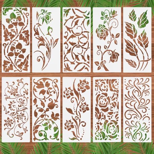 10 Stück Pflanzen Blumen Schablonen, Schablonen Wandgestaltung 30x13CM Wildblumen Schablonen Mixed Media Art Stencils für Malen DIY Geschenkkarten Scrapbooking Fotoalbum 10 Stück Pflanzen Blumen Schablonen, Schablonen Wandgestaltung 30x13CM Wildblumen Schablonen Mixed Media Art Stencils für Malen DIY Geschenkkarten Scrapbooking Fotoalbum von salbsever