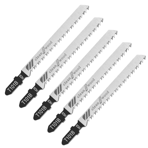 10CM 5er Set T101B 10-Zahn T-Schaft Stichsägeblätter für Holz, Stichsägeblätter T-Schaft für schnelles Schneiden von Holz, Hartholz, Sperrholz, Kunststoff, Metall, Silber von salbsever
