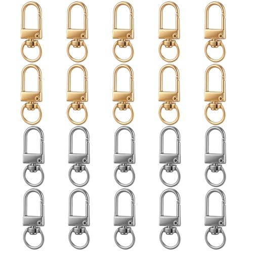 20 Stück kleine Karabinerverschlüsse, Schlüsselanhänger, Metall-Karabinerverschlüsse, drehbare Schlüsselbänder, Karabinerhaken, Schlüsselanhänger, für Schmuck, Geldbörse, Schmuck, Kunst, Handwerk 20 Stück kleine Karabinerverschlüsse, Schlüsselanhänger, Metall-Karabinerverschlüsse, drehbare Schlüsselbänder, Karabinerhaken, Schlüsselanhänger, für Schmuck, Geldbörse, Schmuck, Kunst, Handwerk von salbsever