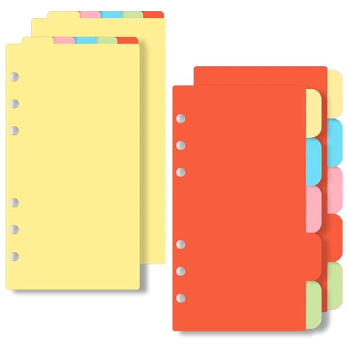 4 x A6-Trennblätter mit Registerkarten, 6 Löcher, Notizbuch-Tabs, 2 Sets vertikal und horizontal, Index-Seitenkarten von salbsever