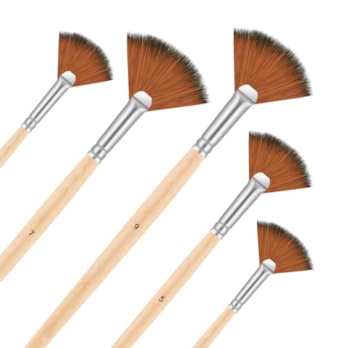 5 Stück Nylon Fächerpinsel zum Malen Langer, Fan Pinsel Set Künstlerpinsel Pinselset 5 Größen für Acrylmalerei, Aquarellmalerei, Ölmalerei, Gouachemalerei zum Füllen und Mischen für Anfänger 5 Stück Nylon Fächerpinsel zum Malen Langer, Fan Pinsel Set Künstlerpinsel Pinselset 5 Größen für Acrylmalerei, Aquarellmalerei, Ölmalerei, Gouachemalerei zum Füllen und Mischen für Anfänger von salbsever