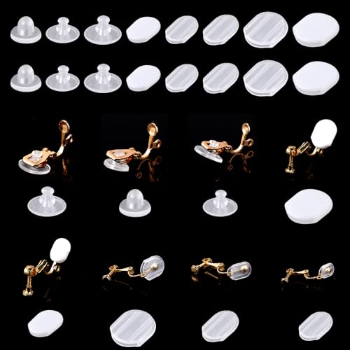 80 Stück Ohrring-Pads TPE-Material, Komfort-Ohrring-Kissen, Clip-on-Ohrring-Kissen für Clip-On-Ohrringe, transparent, Weiß 80 Stück Ohrring-Pads TPE-Material, Komfort-Ohrring-Kissen, Clip-on-Ohrring-Kissen für Clip-On-Ohrringe, transparent, Weiß von salbsever