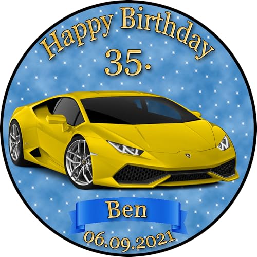 Tortenaufleger Fototorte Fahrzeuge Auto Rennwagen Lamborghini FZ06 (Zuckerpapier) Rund 14 cm Ø ohne Foto von sales-world24