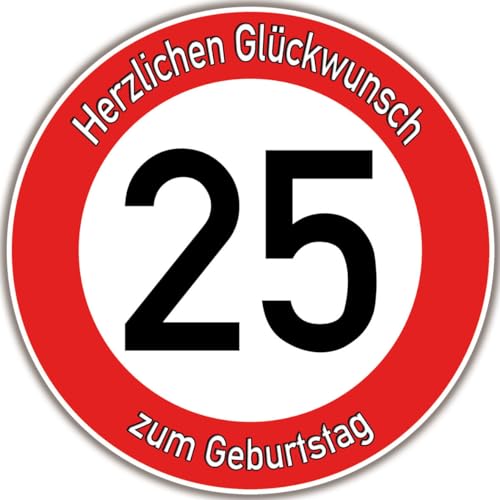 Tortenaufleger Fototorte Tortenbild Warnschild 25. Geburtstag rund 20 cm GB05 (Zuckerpapier) von sales-world24