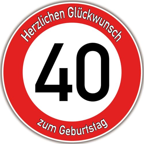 Tortenaufleger Fototorte Tortenbild Warnschild 40. Geburtstag rund 20 cm GB07 (Zuckerpapier) von sales-world24