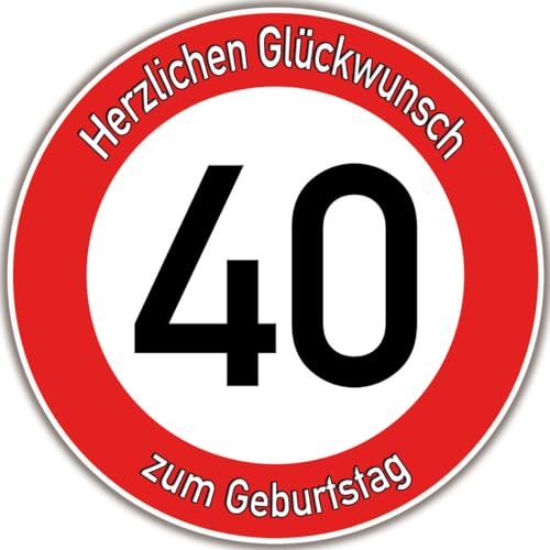 Tortenaufleger Fototorte Tortenbild Warnschild 40. Geburtstag rund 20 cm GB07 (Zuckerpapier) von sales-world24