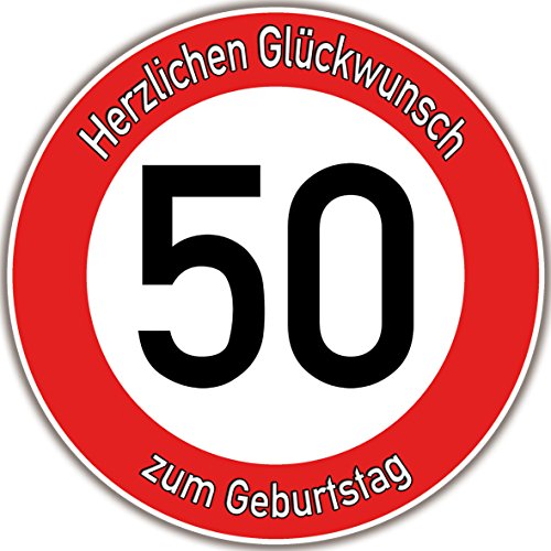 Tortenaufleger Fototorte Tortenbild Warnschild 50. Geburtstag rund 14 cm GB08 (Zuckerpapier) von sales-world24