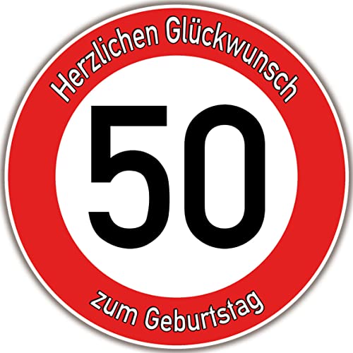 Tortenaufleger Fototorte Tortenbild Warnschild 50. Geburtstag rund 20 cm GB08 (Zuckerpapier) von sales-world24