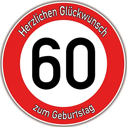 Tortenaufleger Fototorte Tortenbild Warnschild 60. Geburtstag rund 20 cm GB09 (Zuckerpapier) von sales-world24