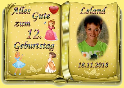 Tortenaufleger Fototorte Tortenbild zum Geburtstag Motiv: Prinzessin (Zuckerpapier) DIN A4 Buchform Gelb von sales-world24