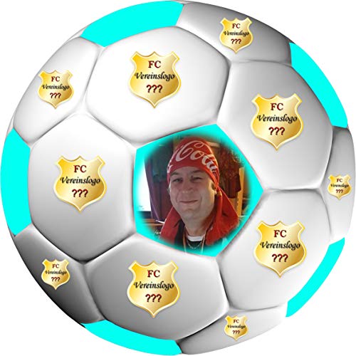 Tortenaufleger Fussball Fußball in 3D-Optik für einen tollen 3D-Effekt mit Foto & Vereinslogo Vereinswappen Rund 20 cm FB05 Türkis Tortenaufleger Fussball Fußball in 3D-Optik für einen tollen 3D-Effekt mit Foto & Vereinslogo Vereinswappen Rund 20 cm FB05 Türkis von sales-world24