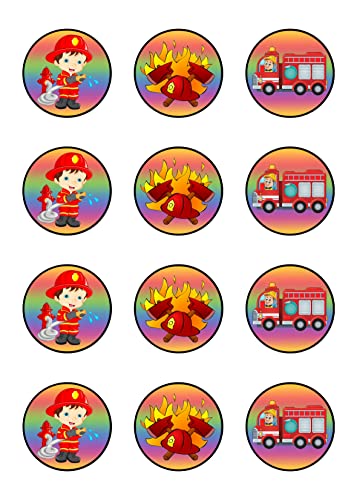 sales-world24 Muffinaufleger Cupcakes Muffins Kindergeburtstag Feuerwehr F01 (Zuckerpapier) von sales-world24