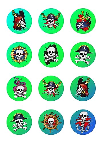 sales-world24 Muffinaufleger Cupcakes Muffins Kindergeburtstag Piratenparty Totenkopf Pirat Seefahrt PT03 von sales-world24