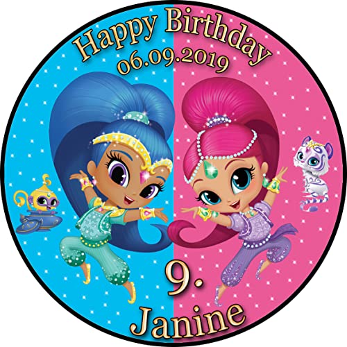 sales-world24 Tortenaufleger Fototorte Tortenbild Kindergeburtstag Shimmer and Shine SS01 (Zuckerpapier) Rund 20 cm Ø von sales-world24