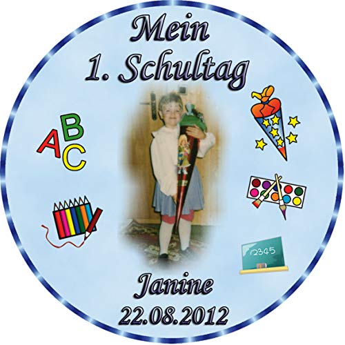 sales-world24 Tortenaufleger Fototorte Tortenbild Schulanfang Einschulung 1. Schultag Rund 14 cm Durchmesser SE09 von sales-world24