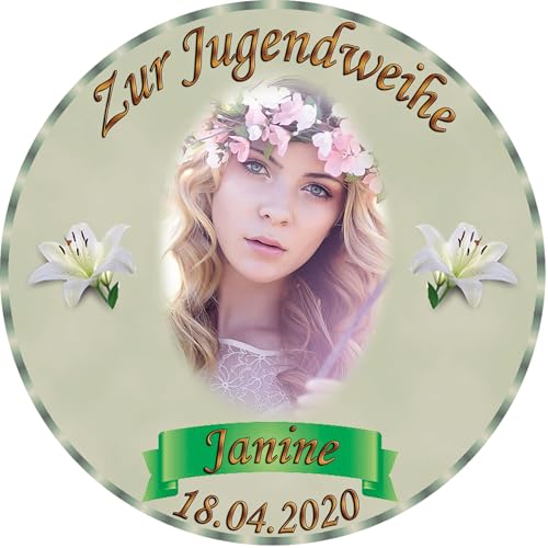 Tortenaufleger Fototorte Tortenbild zur Jugendweihe rund 14 cm Durchmesser JW1 von sales-world24