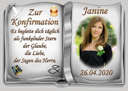 Tortenaufleger Fototorte Tortenbild zur Konfirmation Buchform DIN A5 K34 von sales-world24