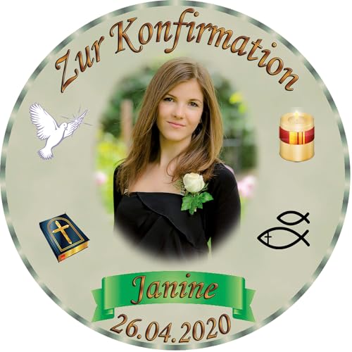 Tortenaufleger Fototorte Tortenbild zur Konfirmation rund 14 cm Durchmesser K1 von sales-world24