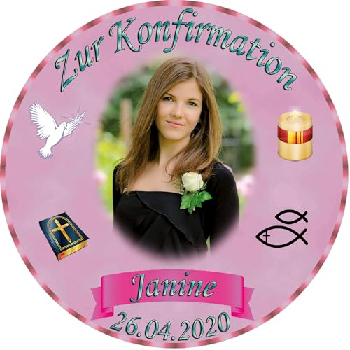 sales-world24 Tortenaufleger Fototorte Tortenbild zur Konfirmation rund 14 cm Durchmesser K2 von sales-world24